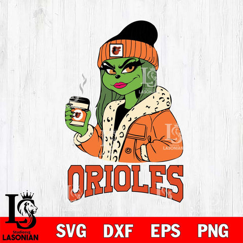 Baltimore Orioles Girls Grinch Bougie Svg Eps Dxf Png File, Digital Download, Instant Download