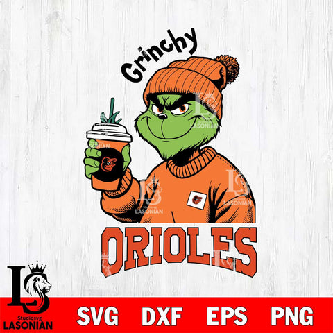 Baltimore Orioles Grinchy Bougie Christmas Cut Files Cricut, Svg Dxf Eps Png file , Silhouette