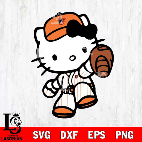 Baltimore Orioles Hello Kitty 3 Svg Eps Dxf Png File, Digital Download, Instant Download