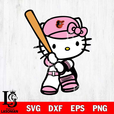 Baltimore Orioles Hello Kitty Pink Baseball Svg Eps Dxf Png File, MLB svg, Digital Download, Instant Download