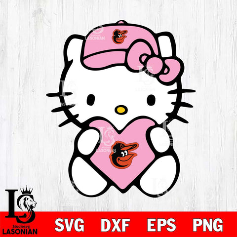 Baltimore Orioles Hello Kitty Pink Baseball 4 Svg Eps Dxf Png File, MLB svg, Digital Download, Instant Download