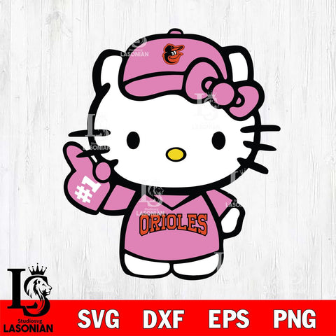 Baltimore Orioles Hello Kitty Pink Baseball 7 Svg Eps Dxf Png File, MLB svg, Digital Download, Instant Download