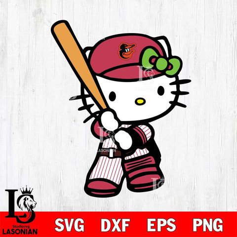 Baltimore Orioles Hello Kitty sport 2 Svg Eps Dxf Png File, Digital Download, Instant Download