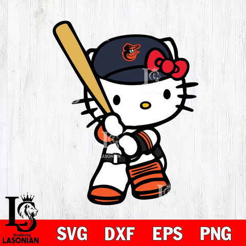 Baltimore Orioles Hello Kitty sport 6 Svg Eps Dxf Png File, Digital Download, Instant Download