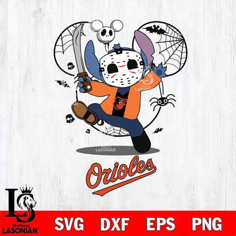 Baltimore Orioles Stitch jason voorhees Halloween Svg Eps Dxf Png File, Digital Download, Instant Download