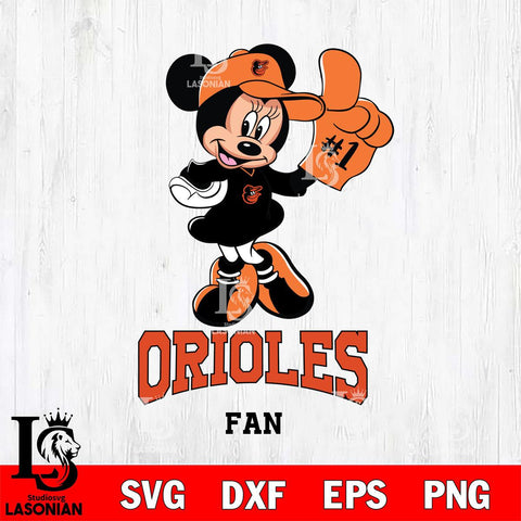 Baltimore Orioles #1 Fan Minnie Mouse Svg Eps Dxf Png File, Digital Download, Instant Download