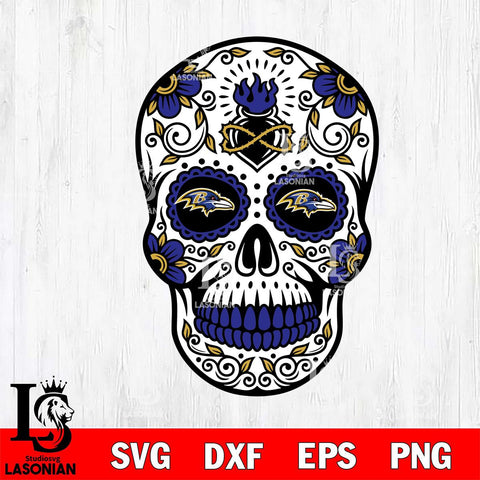 Baltimore Ravens Badass Mexico Skull SVG