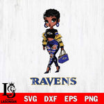 Baltimore Ravens Beautiful Black Fan Girl Svg Eps Dxf Png File, Digital Download, Instant Download