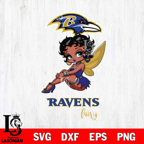 Baltimore Ravens Beauty Black Fairy Betty Boop Svg Eps Dxf Png File, Digital Download, Instant Download