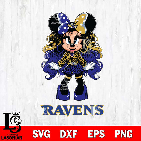 Baltimore Ravens Beauty Minnie Mouse Svg Eps Dxf Png File, Digital Download, Instant Download