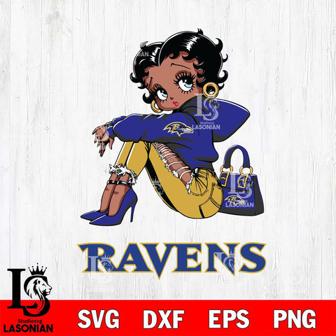 Baltimore Ravens Betty Boop Black Fan Girl Svg Eps Dxf Png File, Digital Download, Instant Download