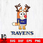 Baltimore Ravens Bluey Chilli Christmas Deer Svg Eps Dxf Png File, Digital Download