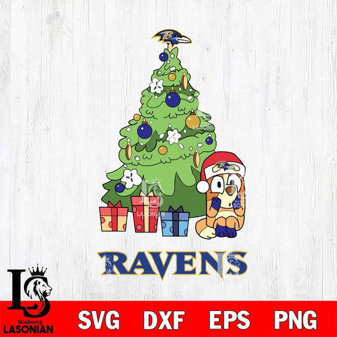 Baltimore Ravens Bluey Chilli Christmas Tree Svg Eps Dxf Png File, Digital Download