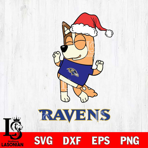 Baltimore Ravens Bluey Chilli Happy Christmas Svg Eps Dxf Png File, Digital Download