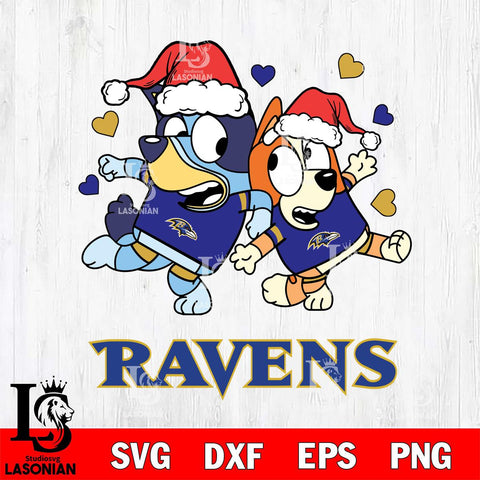 Baltimore Ravens Bluey Christmas NFL Svg Eps Dxf Png File, Digital Download