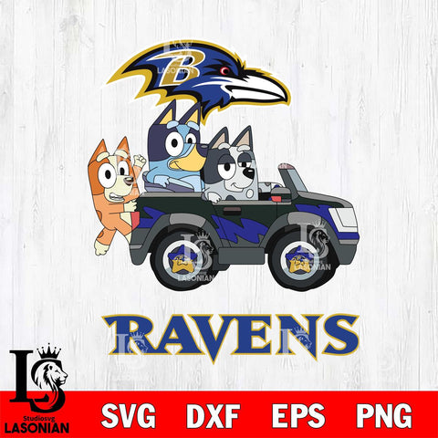 Baltimore Ravens Bluey friends car Svg Eps Dxf Png File, NFL svg, Digital Download, Instant Download