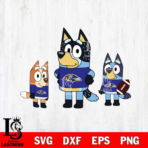 Baltimore Ravens Bluey svg , Bluey family NFL Svg Eps Dxf Png File, Digital Download, Instant Download