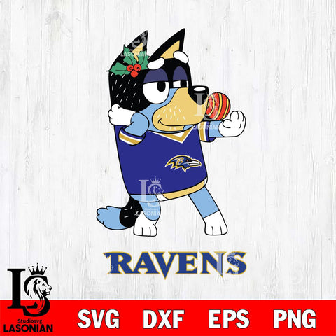 Baltimore Ravens Christmas Bluey Bandit Heeler Svg Eps Dxf Png File,Cut Svg Files, Digital File, Sublimation