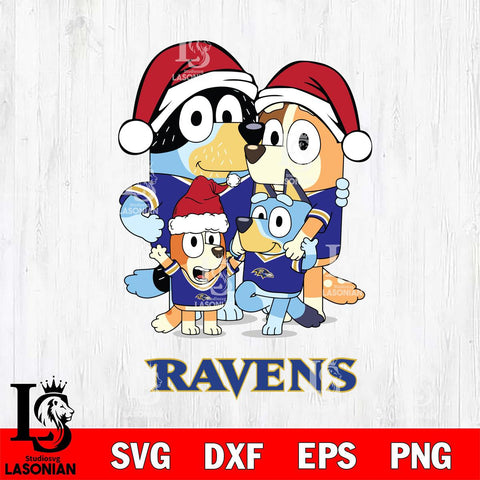 Baltimore Ravens Christmas Bluey Family Sport Svg Eps Dxf Png File,Cut Svg Files, Digital File, Sublimation