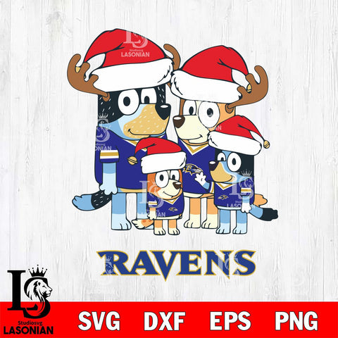 Baltimore Ravens Christmas Bluey Santa Family Svg Eps Dxf Png File,Cut Svg Files, Digital File, Sublimation