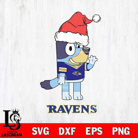 Baltimore Ravens Christmas Bluey Say Hi Svg Eps Dxf Png File,Cut Svg Files, Digital File, Sublimation