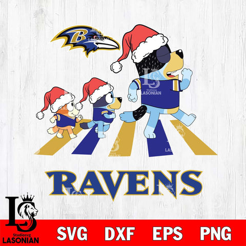 Baltimore Ravens Christmas Family Bluey Walking Svg Eps Dxf Png File,Cut Svg Files, Digital File, Sublimation