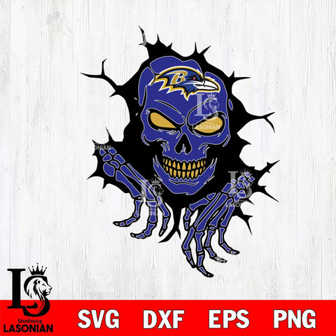 Baltimore Ravens Ferocious Skull SVG