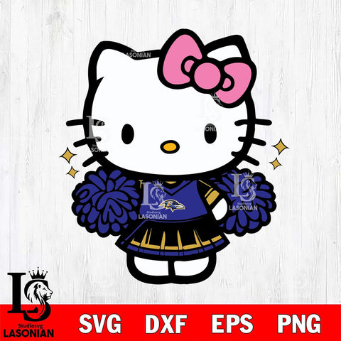 Baltimore Ravens Hello Kitty Cheerleader Svg Eps Dxf Png File, Digital Download, Instant Download