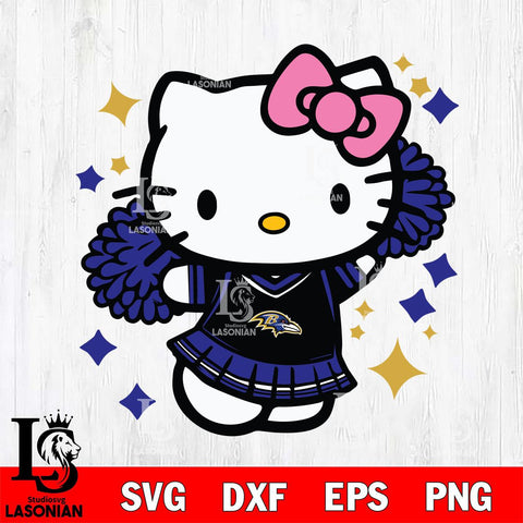 Baltimore Ravens Hello Kitty Cheerleader 4 Svg Eps Dxf Png File, Digital Download, Instant Download