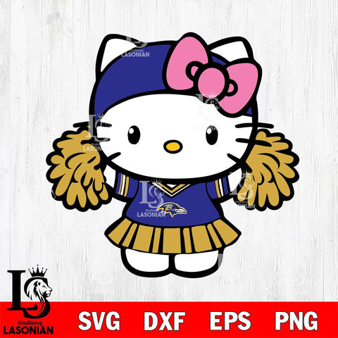 Baltimore Ravens Hello Kitty Cheerleader 5 Svg Eps Dxf Png File, Digital Download, Instant Download