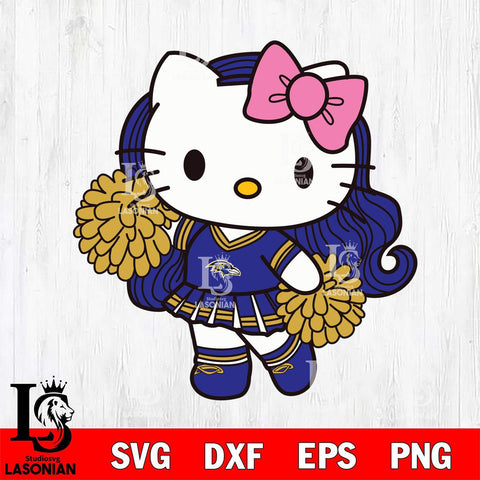 Baltimore Ravens Hello Kitty Cheerleader 7 Svg Eps Dxf Png File, Digital Download, Instant Download