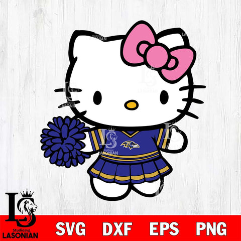 Baltimore Ravens Hello Kitty Cheerleader 8 Svg Eps Dxf Png File, Digital Download, Instant Download