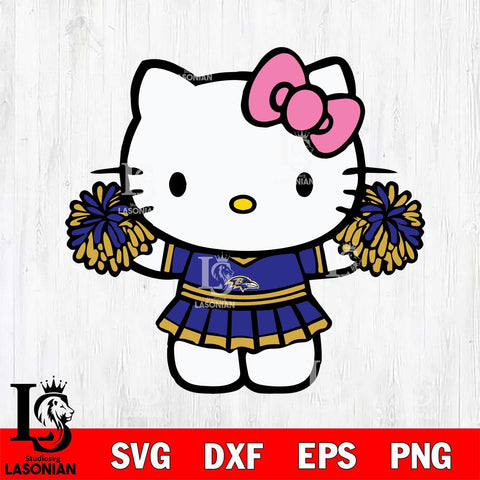 Baltimore Ravens Hello Kitty Cheerleader 9 Svg Eps Dxf Png File, Digital Download, Instant Download