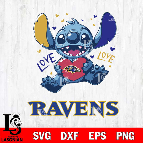 Baltimore Ravens Love Stitch, Svg Eps Dxf Png File, Digital Download