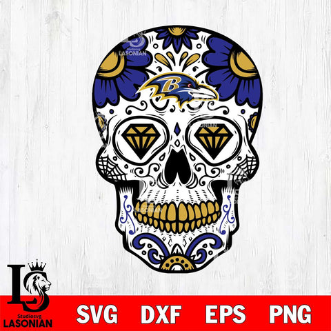 Baltimore Ravens Mexico Skull SVG 2