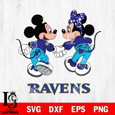 Baltimore Ravens Mickey Minnie Valentine Rugby Svg Eps Dxf Png File, Digital Download ,Instant Download, Cricut File