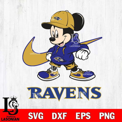 Baltimore Ravens Mickey Mouse NIKE, Svg Eps Dxf Png File, Digital Download