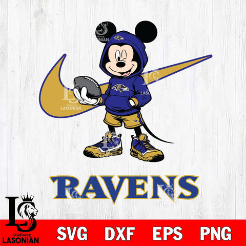 Baltimore Ravens Mikey Mouse Disney NIKE, Svg Eps Dxf Png File, Digital Download