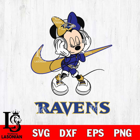 Baltimore Ravens Minnie Mouse Dancing NIKE, Svg Eps Dxf Png File, Digital Download