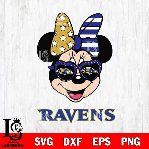 Baltimore Ravens Minnie Mouse Love 2, Svg Eps Dxf Png File, Digital Download