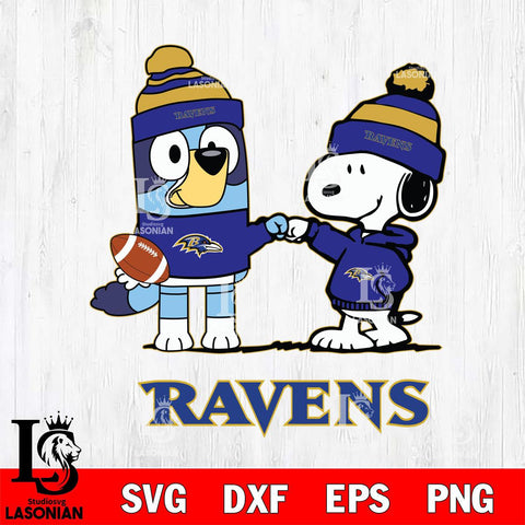 Baltimore Ravens Snoopy & Bluey Football Svg Eps Dxf Png File,NFL Svg Files,Christmas svg ,Digital Download ,Instant Download