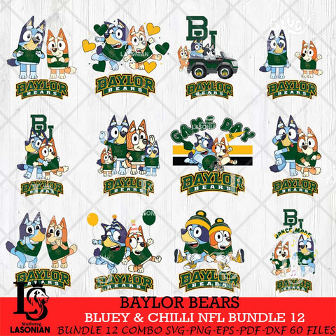 Baylor Bears Bluey & Bingo Bundle 12 SVG Svg Eps Dxf Png File, Bundle NCAA svg, Digital Download, Instant Download