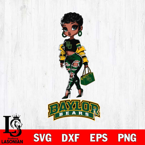 Baylor Bears Beautiful Black Fan Girl, Svg Eps Dxf Png File, Digital Download