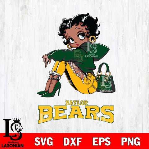 Baylor Bears Betty Boop Black Fan Girl Svg Eps Dxf Png File, Digital Download, Instant Download