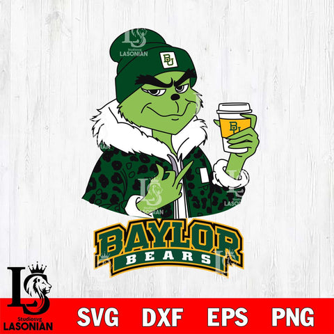 Baylor Bears Boujee Grinch Leopard Christmas Cut Files Cricut, Svg Dxf Eps Png file, Digital download , Silhouette