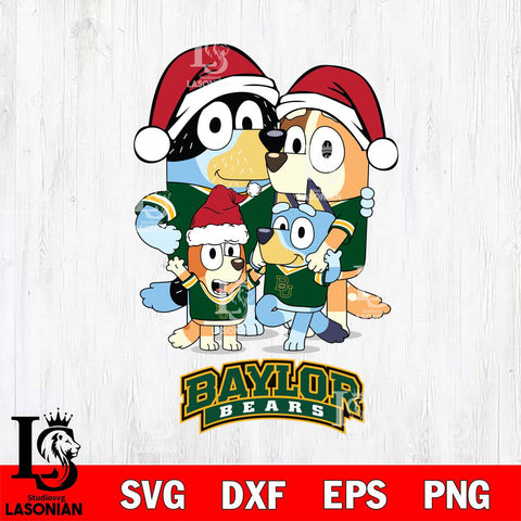 Baylor Bears Christmas Bluey Family Sport Cut Files,Bluey Cricut,Christmas Svg , Bluey svg , Digital Download, dxf eps png pdf file