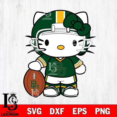 Baylor Bears Cute Hello Kitty Football 3 Svg Eps Dxf Png File, NCAA svg, Digital Download, Instant Download