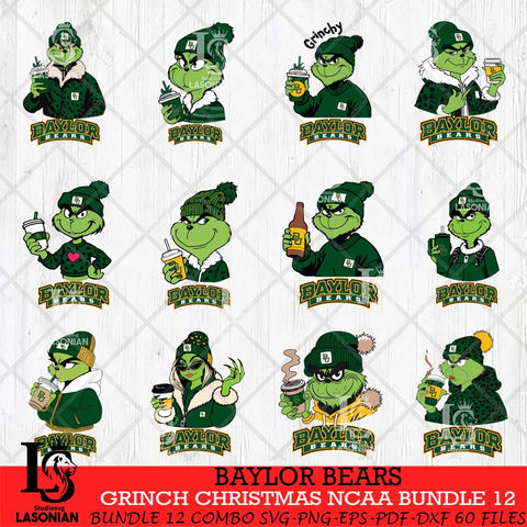 Baylor Bears Grinch Christmas NCAA Bundle 12 Svg Eps Dxf Png File,Cricut files, Digital Download, Instant Download