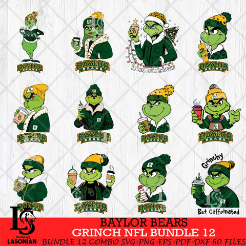 Baylor Bears Grinch NCAA Bundle 12 SVG Eps Dxf Png File, Digital Download, Instant Download