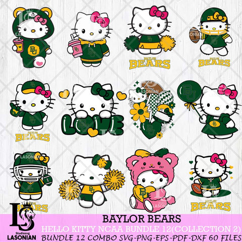 Baylor Bears Hello Kitty Bundle 12 SVG Svg Eps Dxf Png File, Digital Download, Instant Download